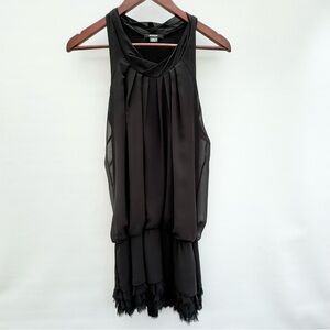 RUDSAK Black Goth Mini Dress Halter Ruffles Chiffon Sheer